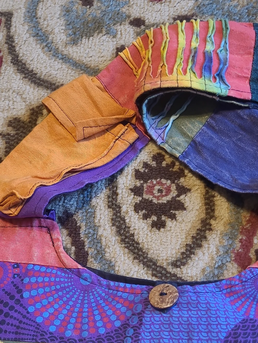 The Collection Royal Patchwork Hand-painted Boho Bohemian Hobo Bag Purse Artsy